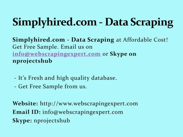 Simplyhired.com - Data Scraping