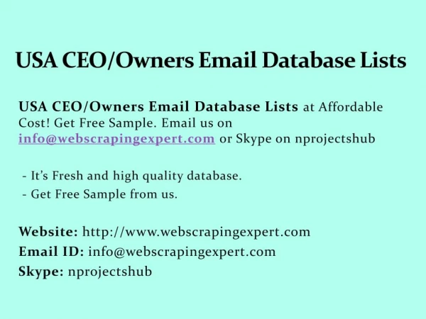 USA CEO/Owners Email Database Lists