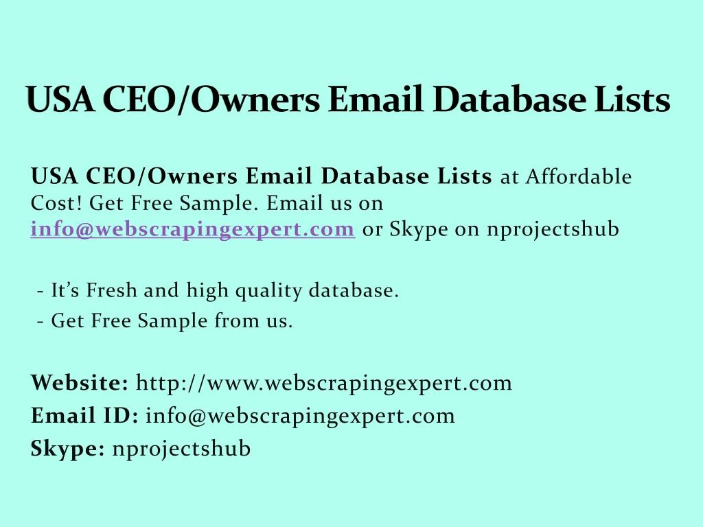 usa ceo owners email database lists