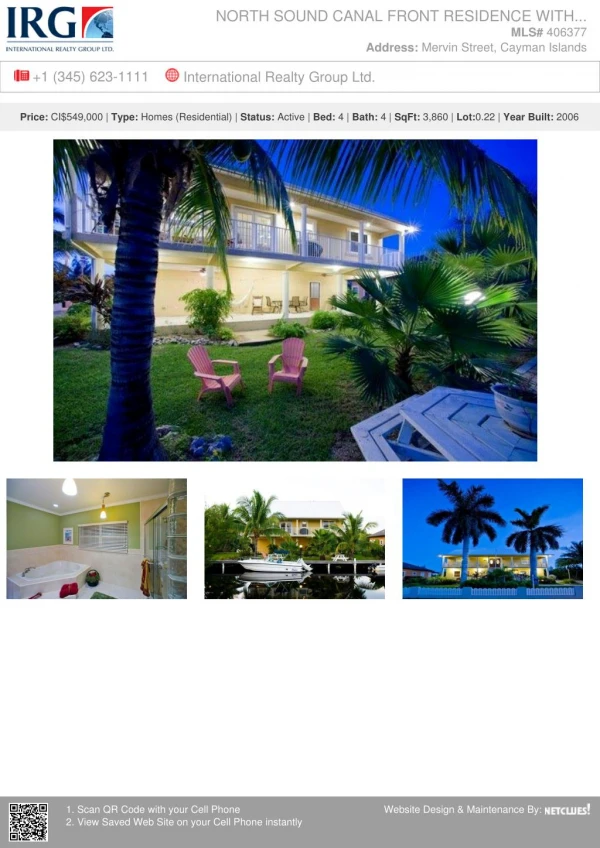 North Sound Canal Front Residence With Dock - Cayman Residential Property