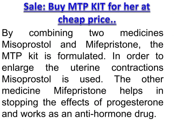 Sale: Buy MTP KIT for her at cheap price..