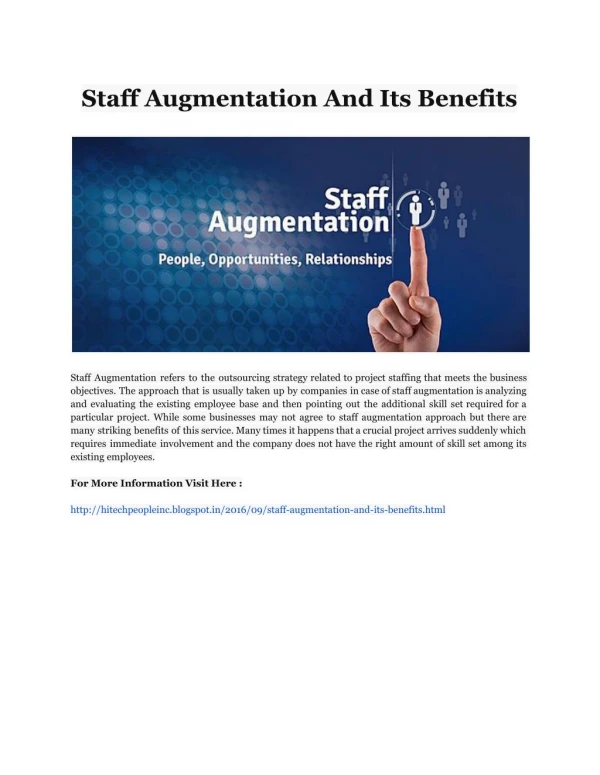 Staff Augmentation And Its Benefits