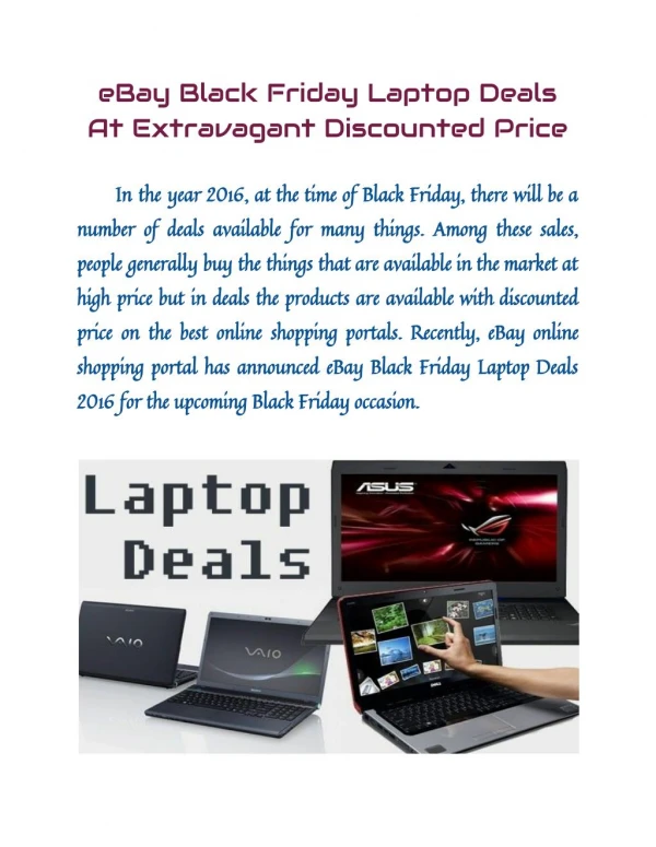 eBay Black Friday Laptop Deals At Extravagant Discounted Price