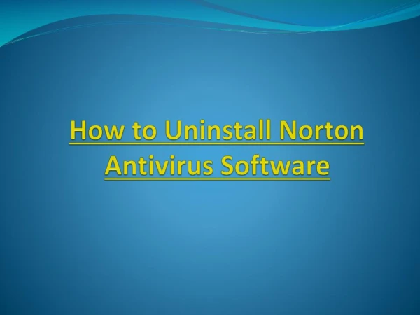 How to Uninstall Norton Antivirus Software?