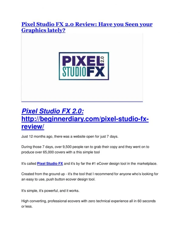 Pixel Studio FX 2.0 TRUTH review and EXCLUSIVE $25000 BONUS