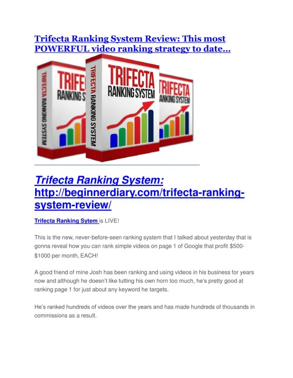 Trifecta Ranking System REVIEW and GIANT $21600 bonuses