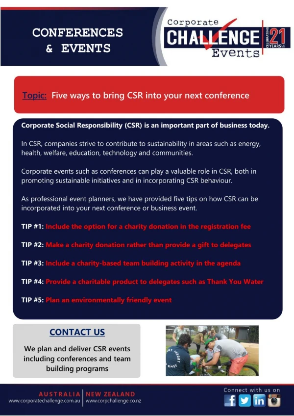 Five ways to bring CSR into your next conference