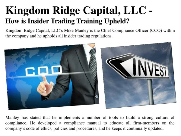 Kingdom Ridge Capital, LLC - How is Insider Trading Training Upheld