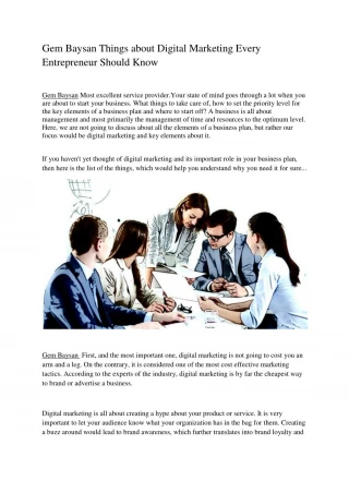 Gem Baysan Things about Digital Marketing Every Entrepreneur Should Know - slide 1