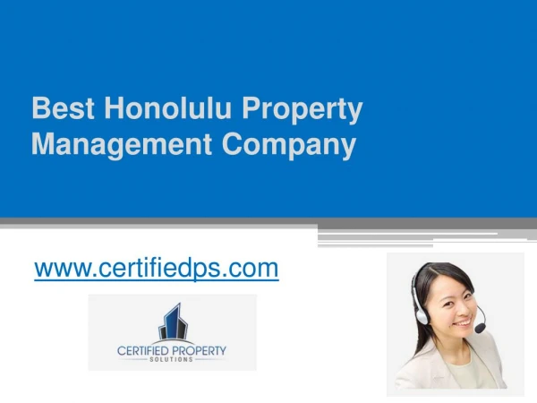 Best Honolulu Property Management Company - www.certifiedps.com
