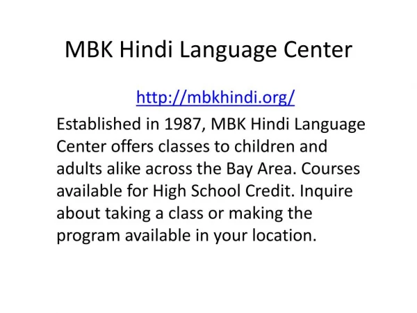 MBK Hindi Language Center