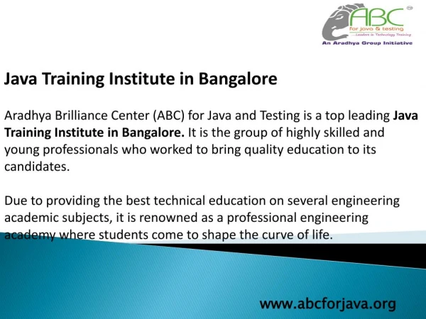 Java Training Institute In Bangalore