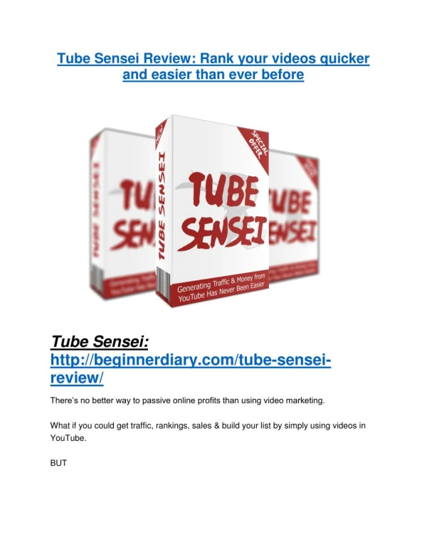 Tube Sensei review and $26,900 bonus - AWESOME!