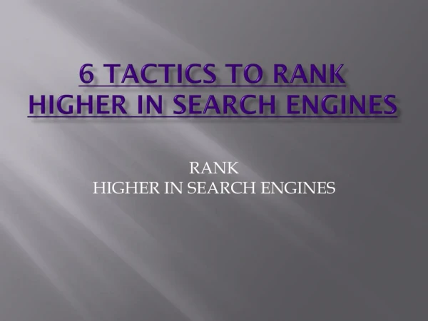 6 tactics to rank higher in search engines free ebook