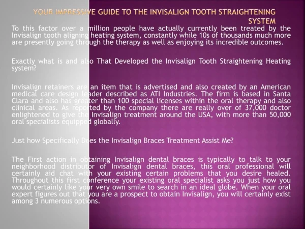Your Impressive Guide to the Invisalign Tooth Straightening