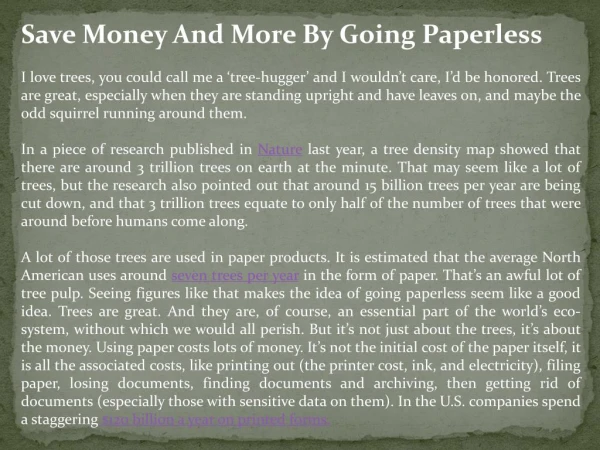 Save Money And More By Going Paperless