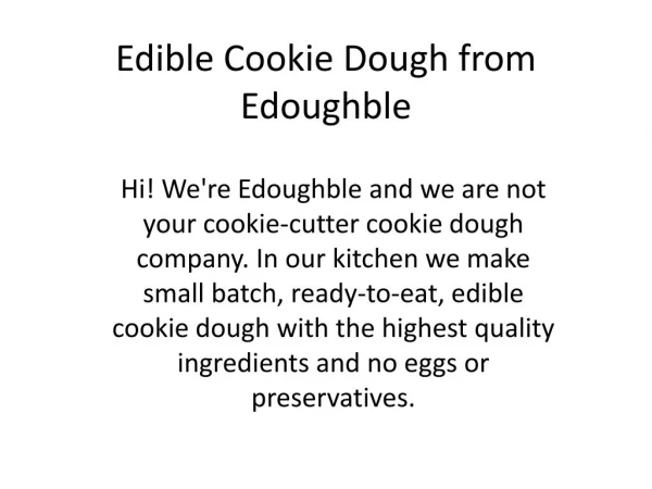 Edible Cookie Dough from Edoughble
