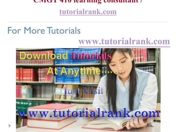CMGT 410 learning consultant tutorialrank.com