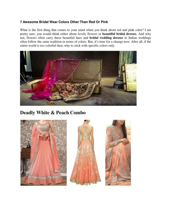 7 Awesome Bridal Wear Colors Other Than Red Or Pink