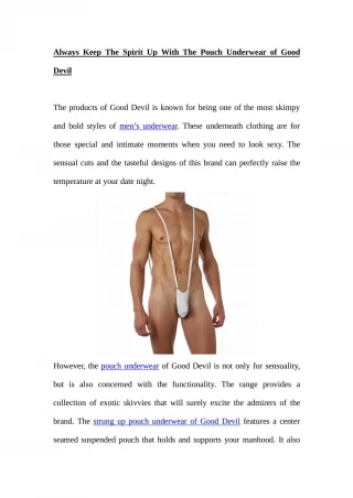 Always Keep The Spirit Up With The Pouch Underwear of Good Devil - slide 1