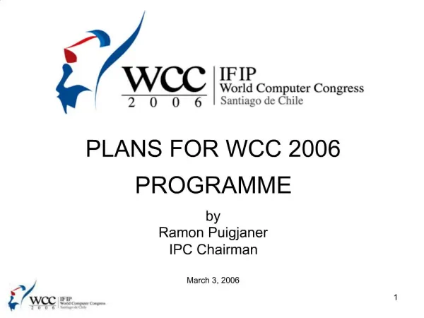 PLANS FOR WCC 2006 PROGRAMME
