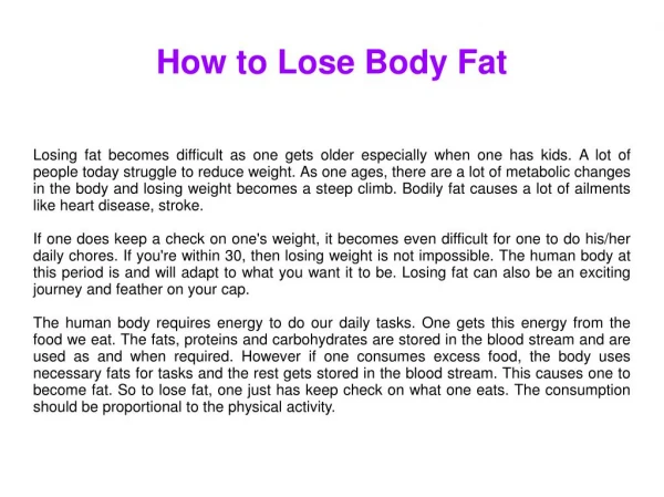 How to Lose Body Fat
