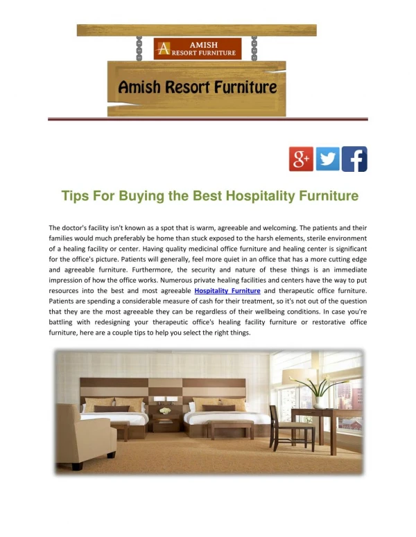 Tips For Buying the Best Hospitality Furniture