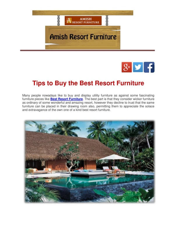 Tips to Buy the Best Resort Furniture