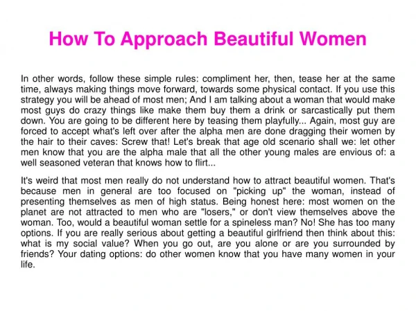 How To Approach Beautiful Women