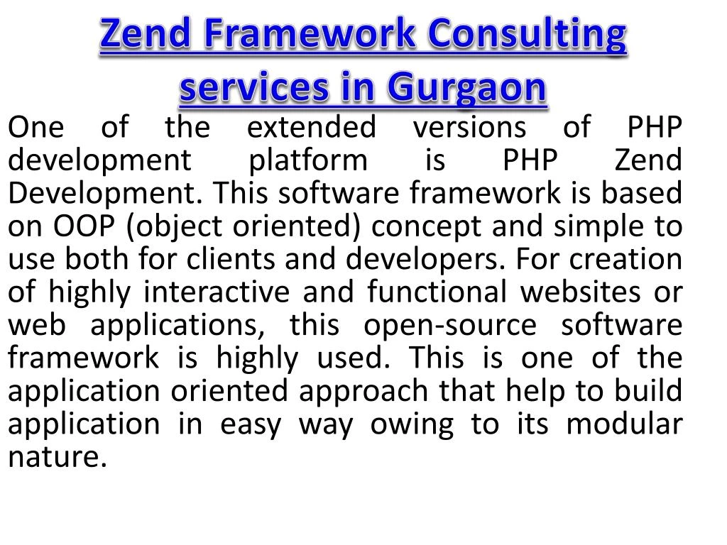 zend framework consulting services in gurgaon
