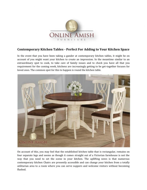 Contemporary Kitchen Tables - Perfect For Adding to Your Kitchen Space