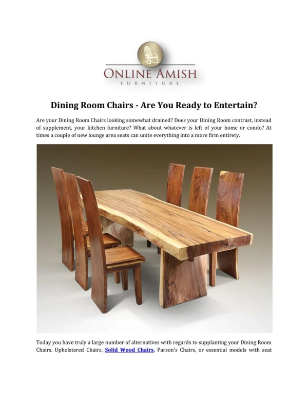 Dining Room Chairs - Are You Ready to Entertain?