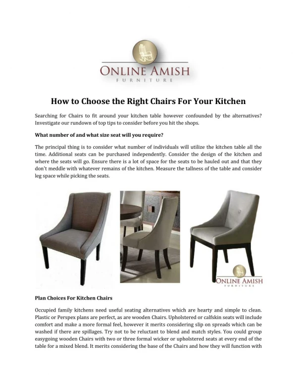 How to Choose the Right Chairs For Your Kitchen