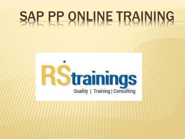 SAP PP Online Training Hyderabad
