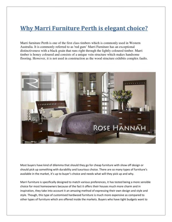 Why Marri Furniture Perth is elegant choice?