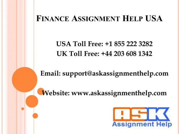Finance Assignment Help USA, Finance Homework Help USA