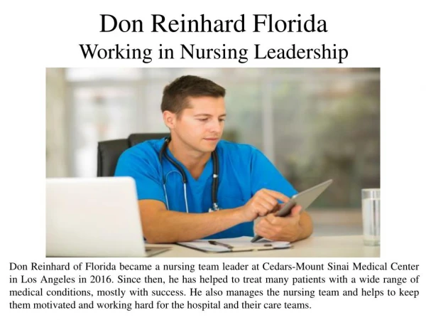 Don Reinhard Florida - Working in Nursing Leadership