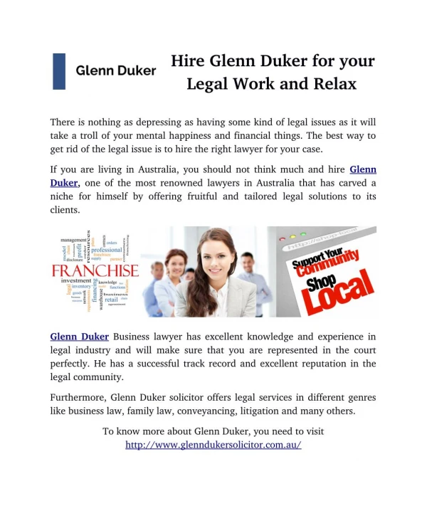 Hire Glenn Duker for your Legal Work and Relax