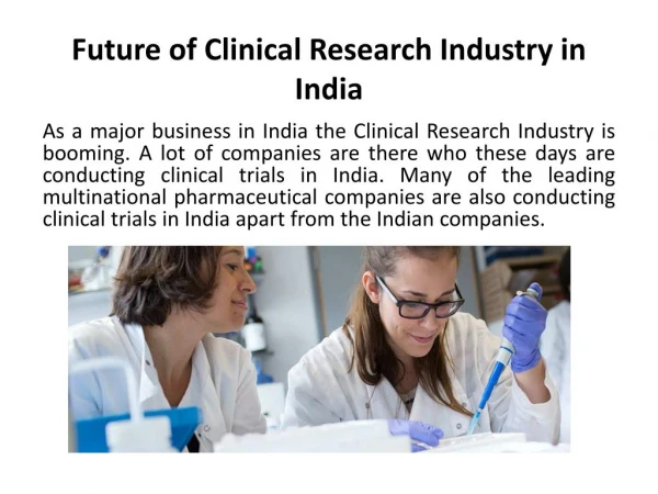 Future of Clinical Research Industry in India