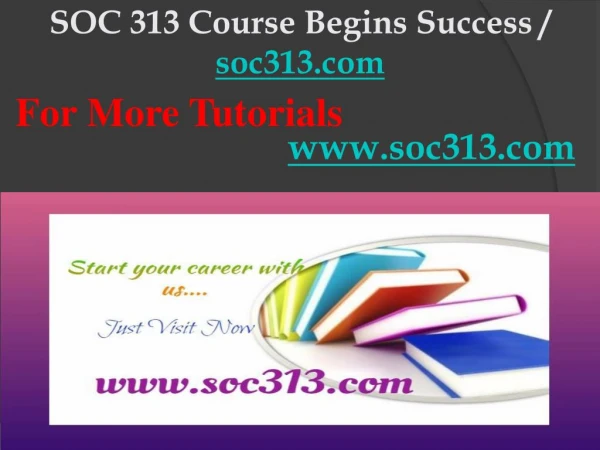 SOC 313 Course Begins Success / soc313dotcom