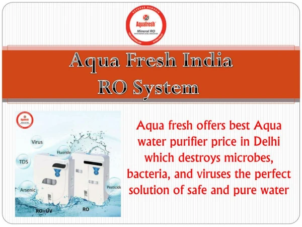 Aqua fresh India RO System in Noida
