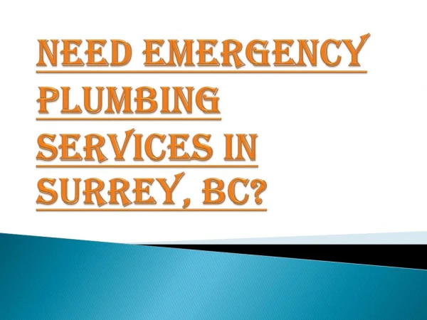 Necessity of Emergency Plumbing Services in Surrey, BC