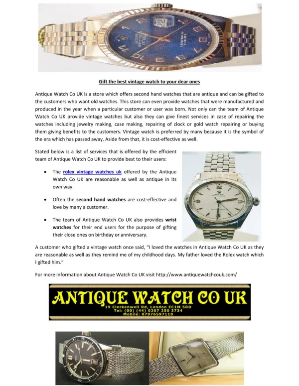rolex vintage watches uk