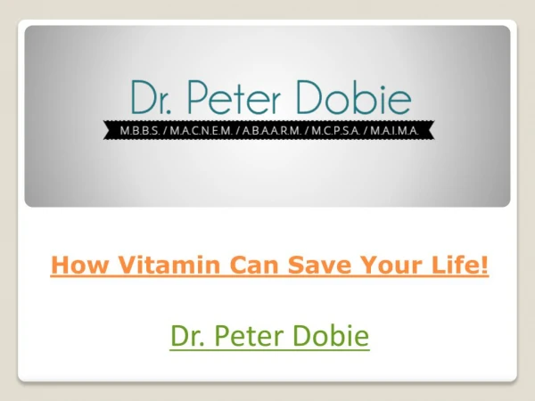 How Vitamin Can Save Your Life!