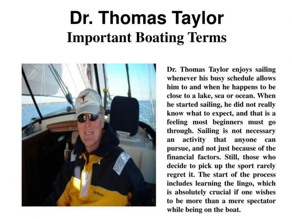 Dr. Thomas Taylor- Important Boating Terms