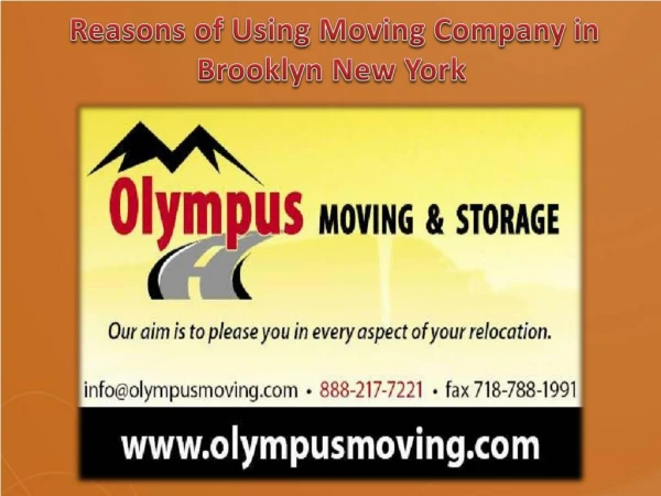 Reasons of Using Moving Company in Brooklyn New York