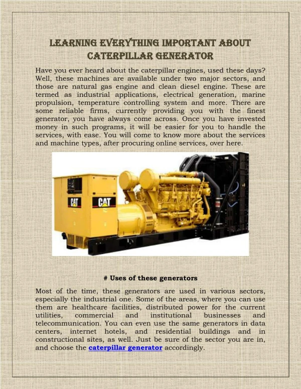 Learning Everything Important About Caterpillar Generator