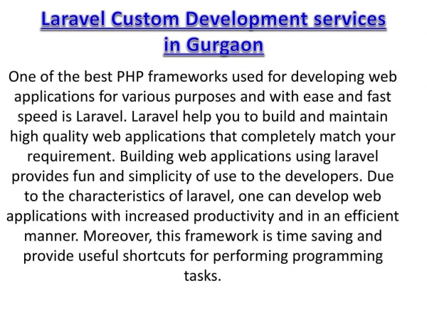 Laravel custom development services in gurgaon