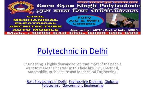 Polytechnic in Delhi