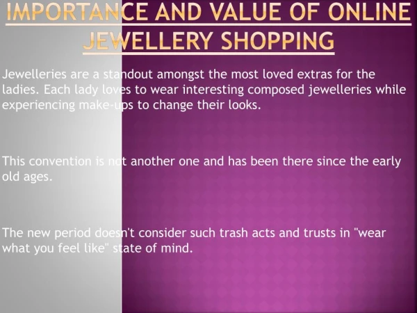 Importance of Online Jewellery Shopping